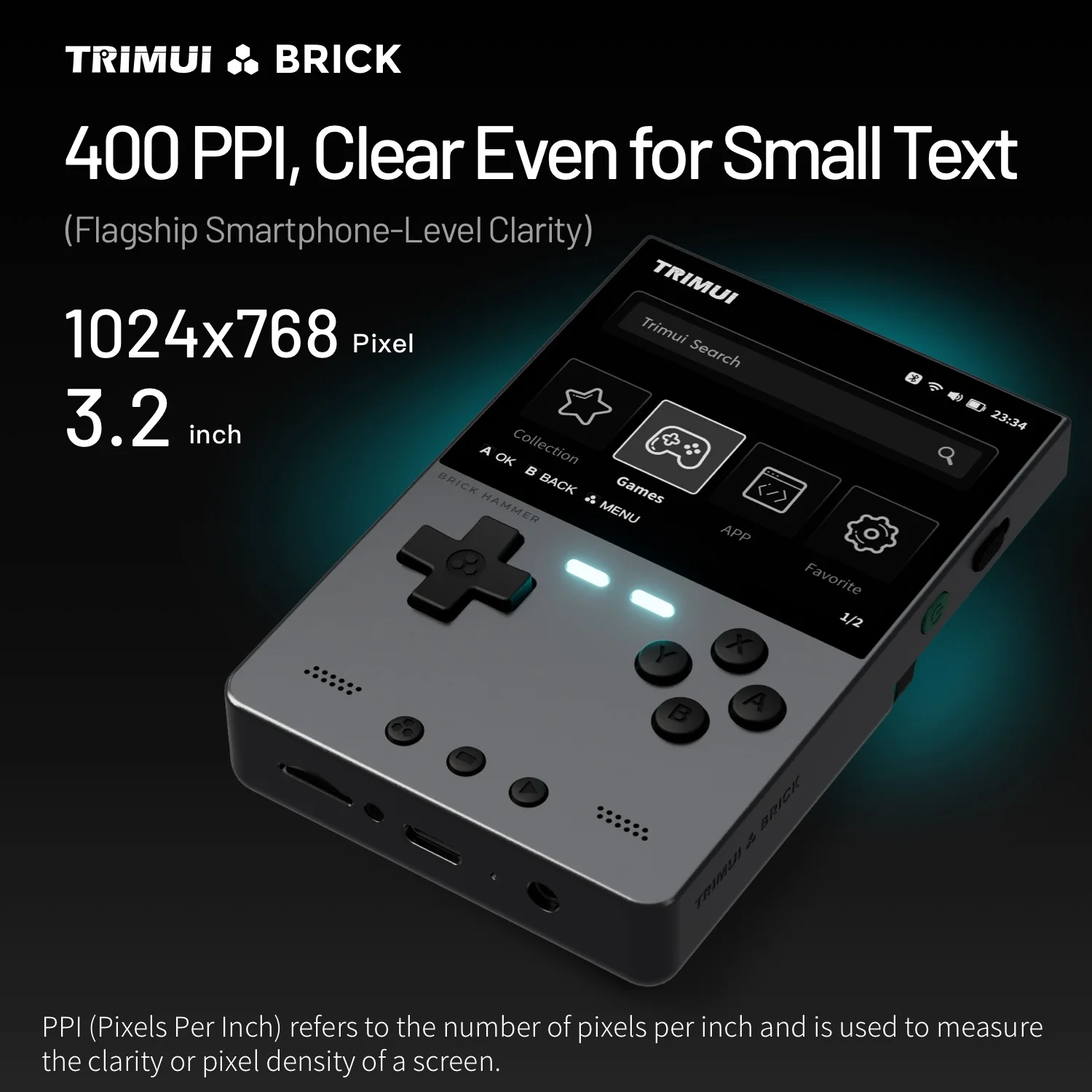 Trimui Brick Hammer Consola portátil retro IPS de 3,2", 1024 × 768, 3000 mAh, cuerpo de metal, código abierto, regalo de juegos clásicos - imagen 5