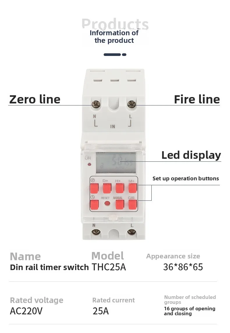 AHC15A 220V 25A Temporizador de carril Din Interruptores de tiempo de relé Dispositivo de interruptor de tiempo electrónico programable semanal - imagen 5