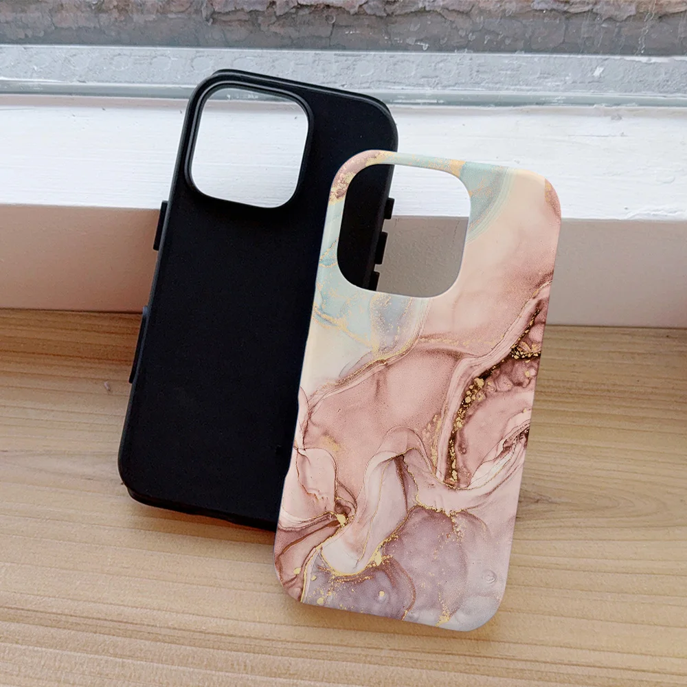 Funda de teléfono con patrón de mármol azul polvo para iPhone 16, 15, 14, 13, 12, 11 Pro Max Plus, funda trasera magnética de lujo de doble capa - imagen 3