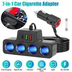Cargador de Coche PD con Divisor de Encendedor y Carga Rápida