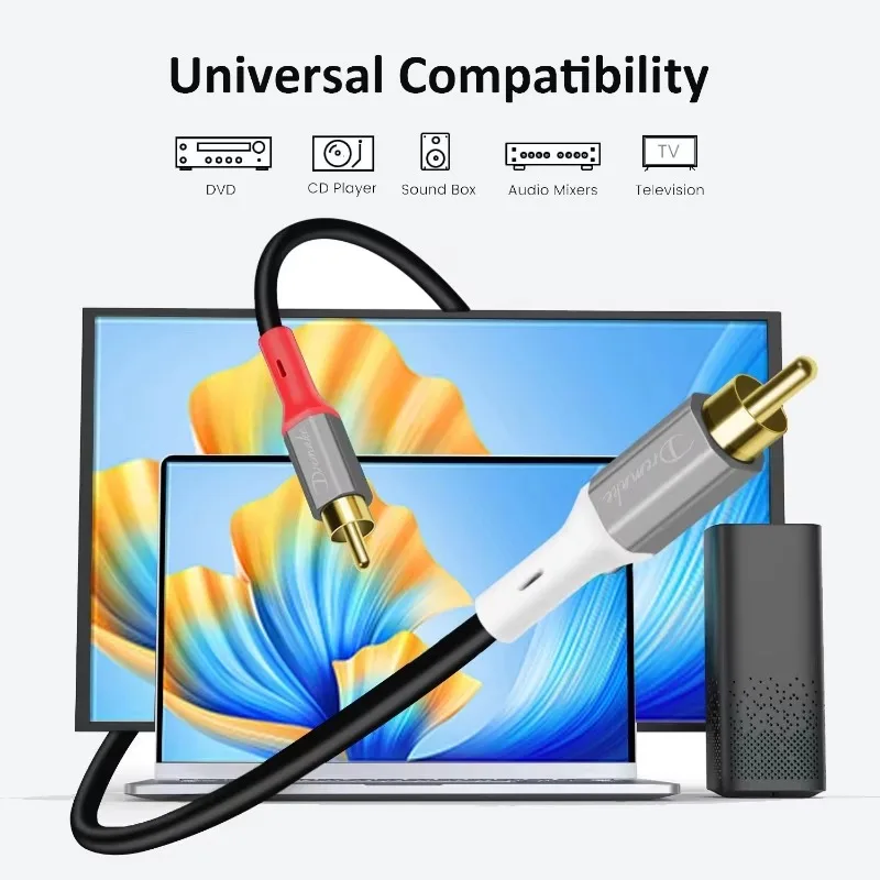 Cable RCA de audio y vídeo 3RCA macho a 3RCA macho Cable AV compuesto chapado en oro de 24 quilates Compatible con amplificador de altavoz decodificador - imagen 5