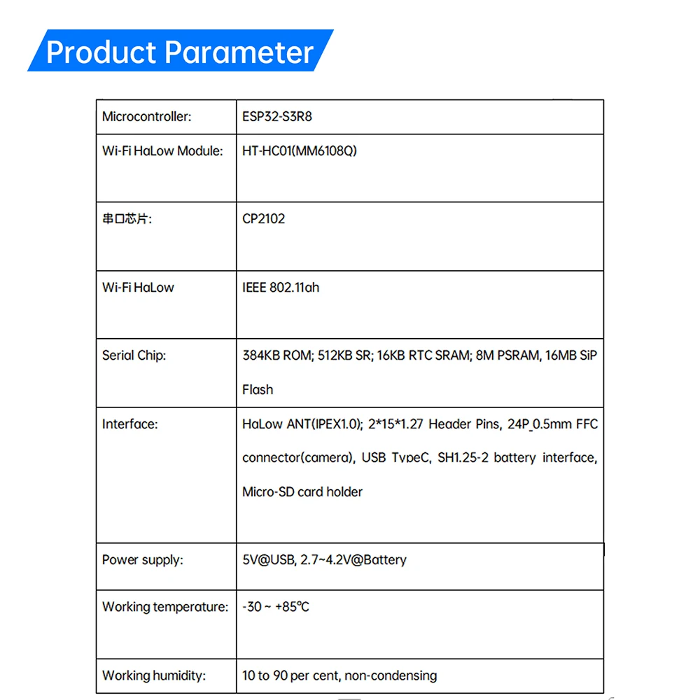 ESP32-S3 WiFi Bluetooth Placa de desarrollo IoT módulo de cámara OV3660 integrado WiFi HaLow HC33 Placa de demostración - imagen 2