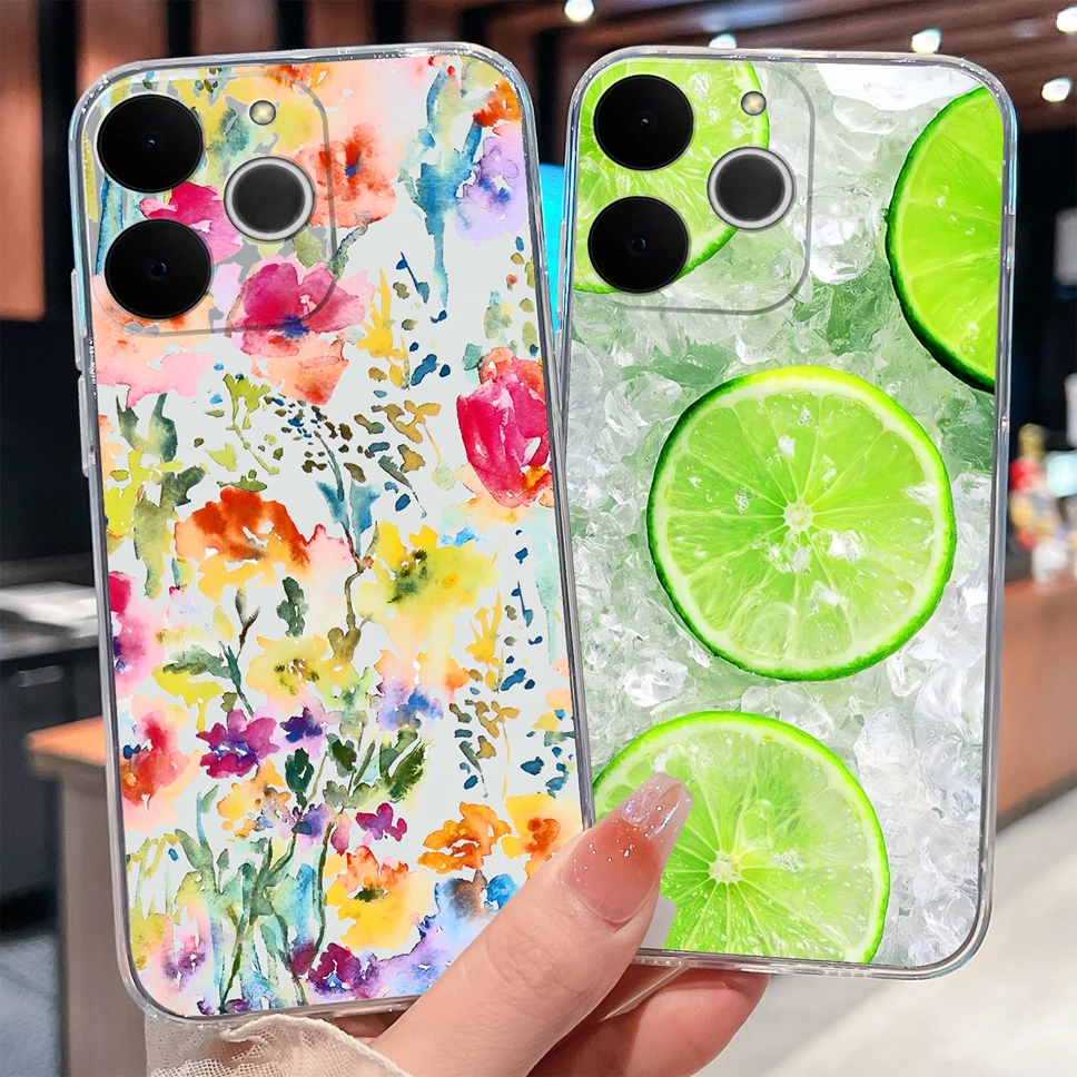 Para Realme Note 70 70T 4G Funda de teléfono flores coloridas suave delgada TPU Funda transparente de silicona para Realme Note70 Funda antideslizante