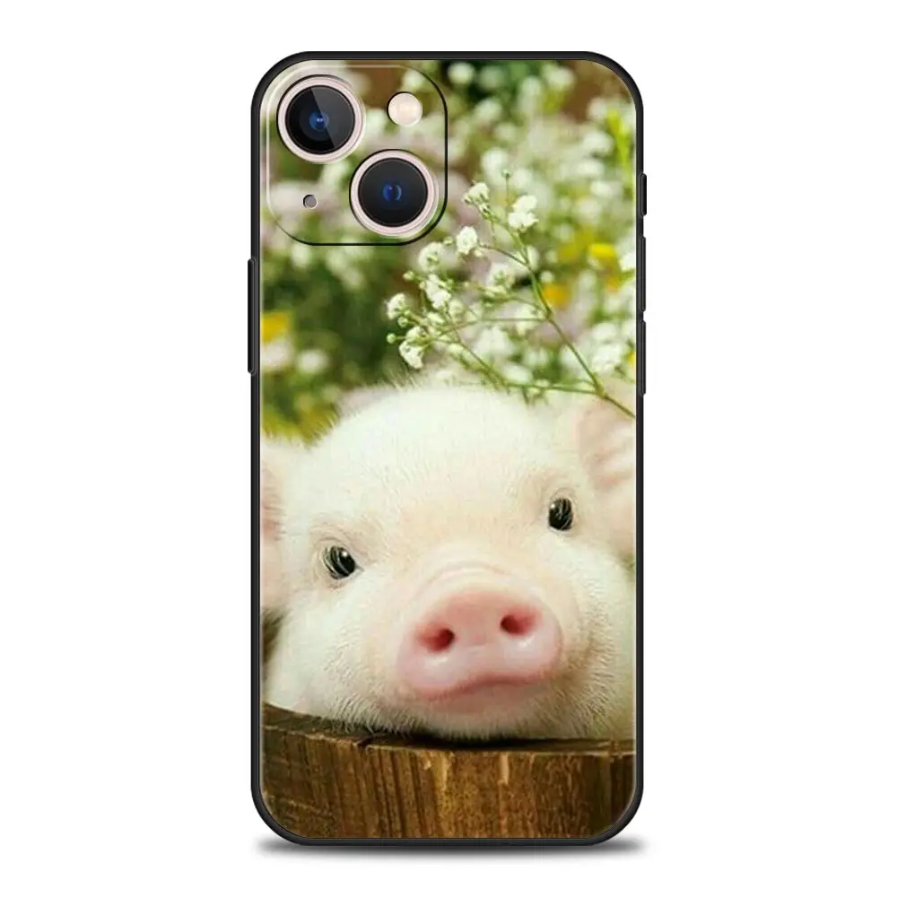 Funda de teléfono con pequeño cerdo rosa para iPhone 16 13 15 14 12 11 Pro MAX XR X SE XS 7 8 Plus, funda suave de TPU - imagen 3