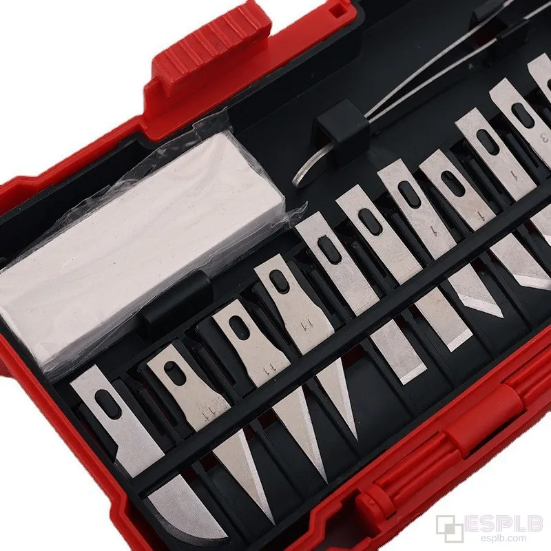 ESPLB-Juego de cuchillos bisturí de goma y aluminio para grabado, 29 Uds., Hobby, tallado multifuncional, obra de arte, cortador de cuchara de madera con caja - imagen 3