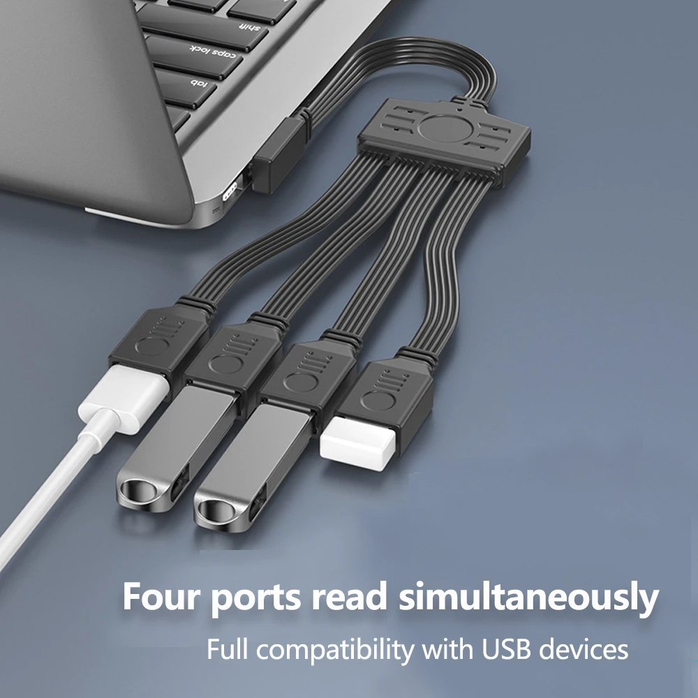Divisor extensor USB de un punto y cuatro, Cable plano Flexible OTG hacia arriba y hacia abajo, ángulo izquierdo y derecho para ratón de ordenador, teclado, disco U, coche - imagen 4