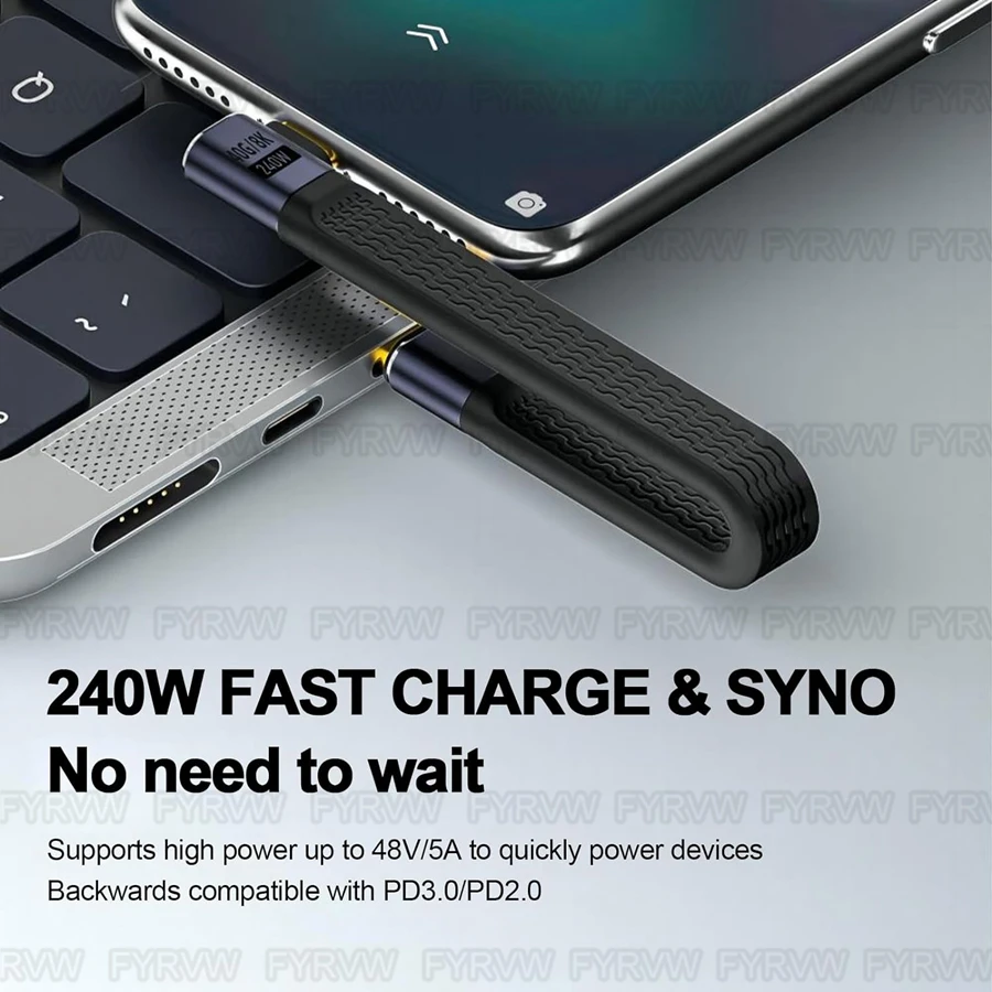 Cable USB4.0 de 40Gbps, Cable de 240W PD3.1 USB C a tipo C, Cable de datos Thunderbolt de 40Gbps, Cable de carga rápida FPC 5A para banco de energía - imagen 4