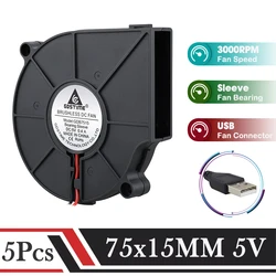 Ventilador Centrífugo USB 5V PC – 75mm Refrigeración Silencioso