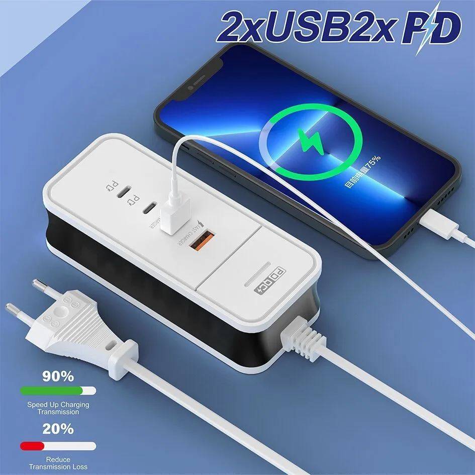 Cargador USB de 4 puertos QC 3,0 3.1A, cargador de viaje, cargador de pared de carga rápida para iPhone 15, Xiaomi, Samsung, adaptador de corriente de viaje para teléfono - imagen 4