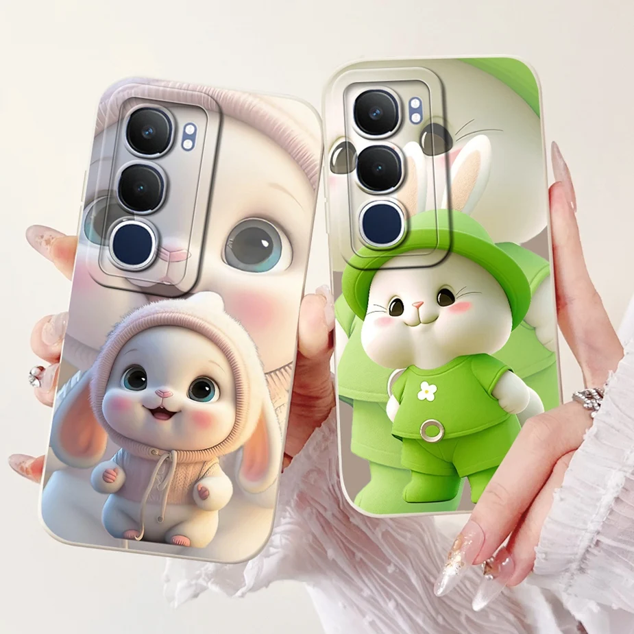 Para Vivo Y19s 4G funda V2419 Linda funda de dibujos animados de conejo feliz funda de teléfono de silicona suave para Vivo Y19s Y 19 s VivoY19s Fundas parachoques