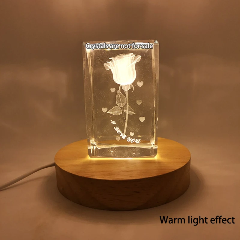 Luces decorativas de escritorio de madera, Base de luz, luz nocturna, pantalla Led Usb de madera, soporte de exhibición, lámpara, adorno artístico - imagen 5