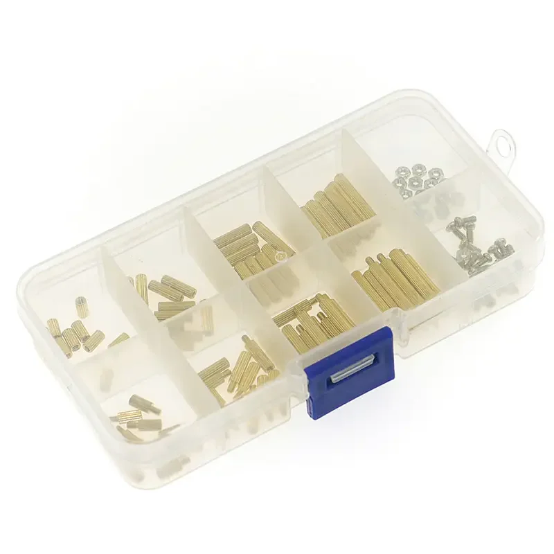 120 Uds M2 latón moleteado separación macho hembra columna redonda espaciador de Pilar kit mixto placa PCB