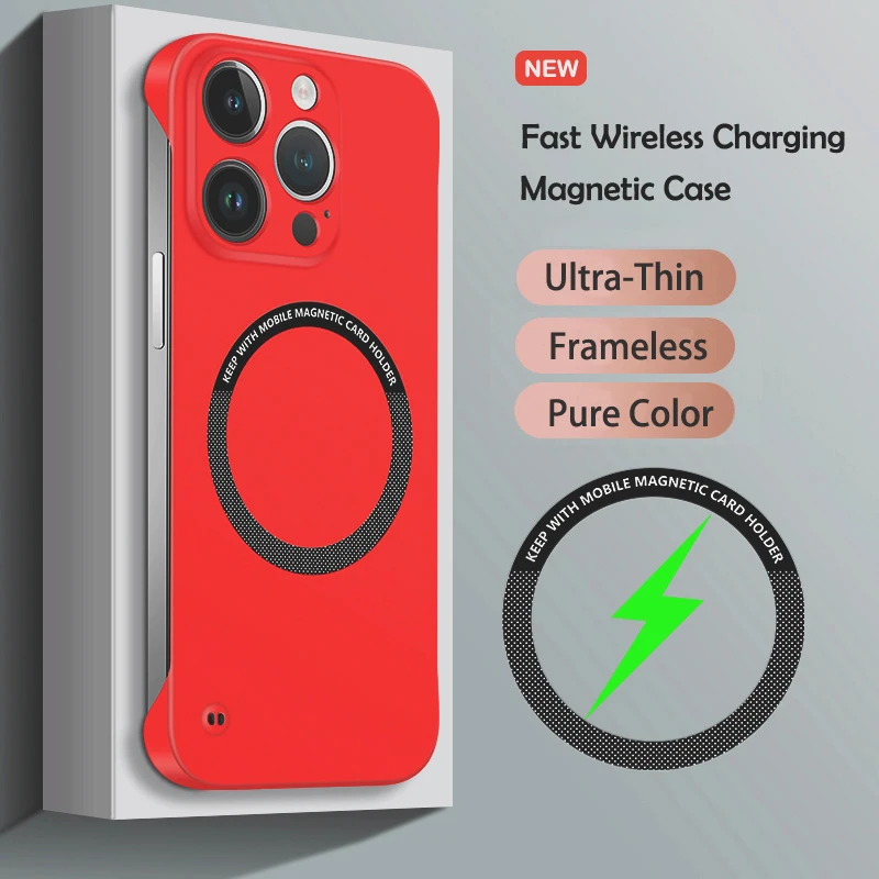Funda de teléfono de Color sólido sin marco magnética ultradelgada de lujo para Magsafe iPhone 13 12 Mini 11 Pro XR X XS Max cubierta a prueba de golpes - imagen 2