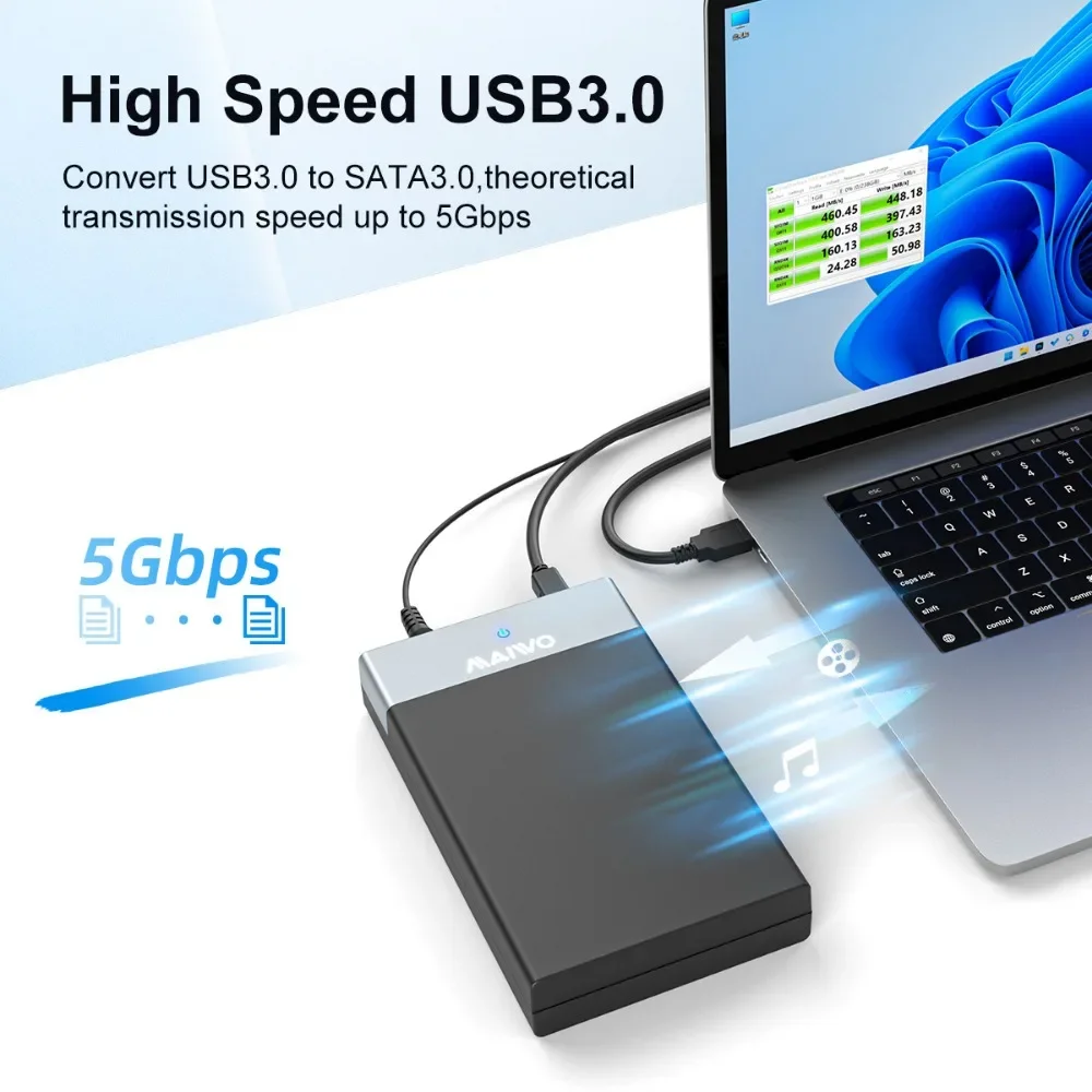 MAIWO-carcasa de disco duro externo para PC y portátil, carcasa de HDD 3,5 2,5 SATA a USB 3,0, adaptador para SSD de 2,5 "y 3,5" - imagen 3