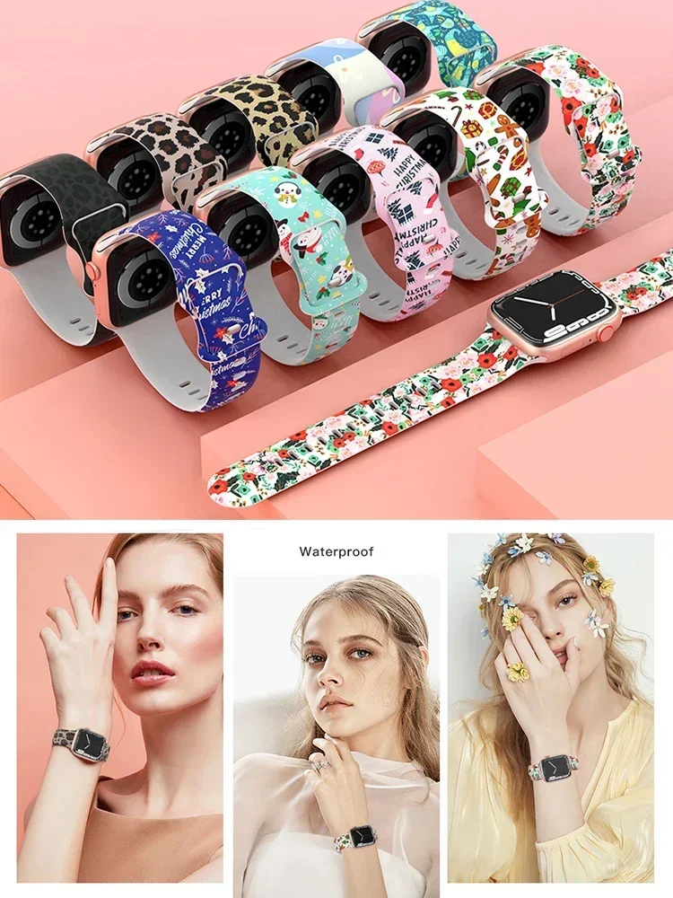 Correa Unity negra para Apple Watch, 44mm, 45mm, 41mm, 40mm, Ultra 2, 49mm, pulsera de silicona impresa para iWatch Series 9, 8, 7, 6, 5, 4, 3, SE - imagen 3