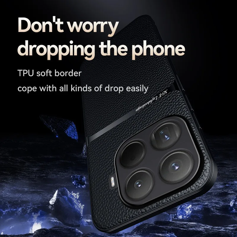 Para Xiaomi 15T, 15T Pro Funda magnética ELVEV Funda de teléfono con succión de borde de TPU suave de cuero PU suave a prueba de golpes - imagen 2