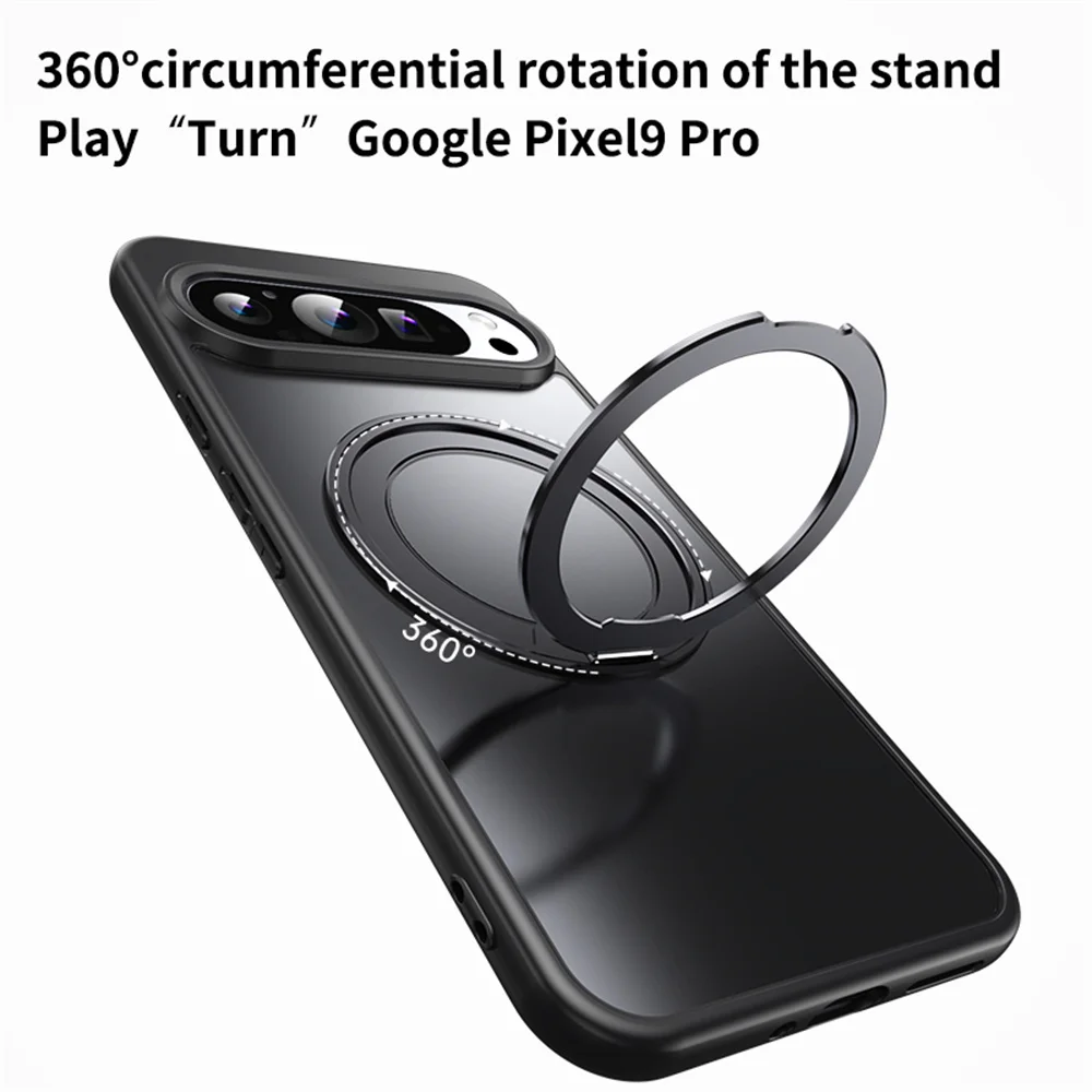 360 ° Funda de teléfono magnética con soporte giratorio para Google Pixel 10 9 8A 8 Pro XL, funda protectora de lujo con soporte plegable de Metal a prueba de golpes - imagen 3