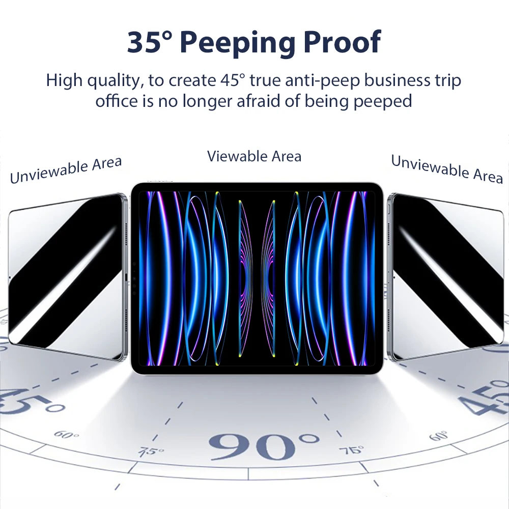 Vidrio de privacidad para iPad Pro 12,9, 11, 13, 2024, 6. ª, 9. ª y 10. ª generación, Protector de pantalla para iPad Air 5, 4, 7. ª, 8. ª, 10,2, Mini 6, película antipeep - imagen 5