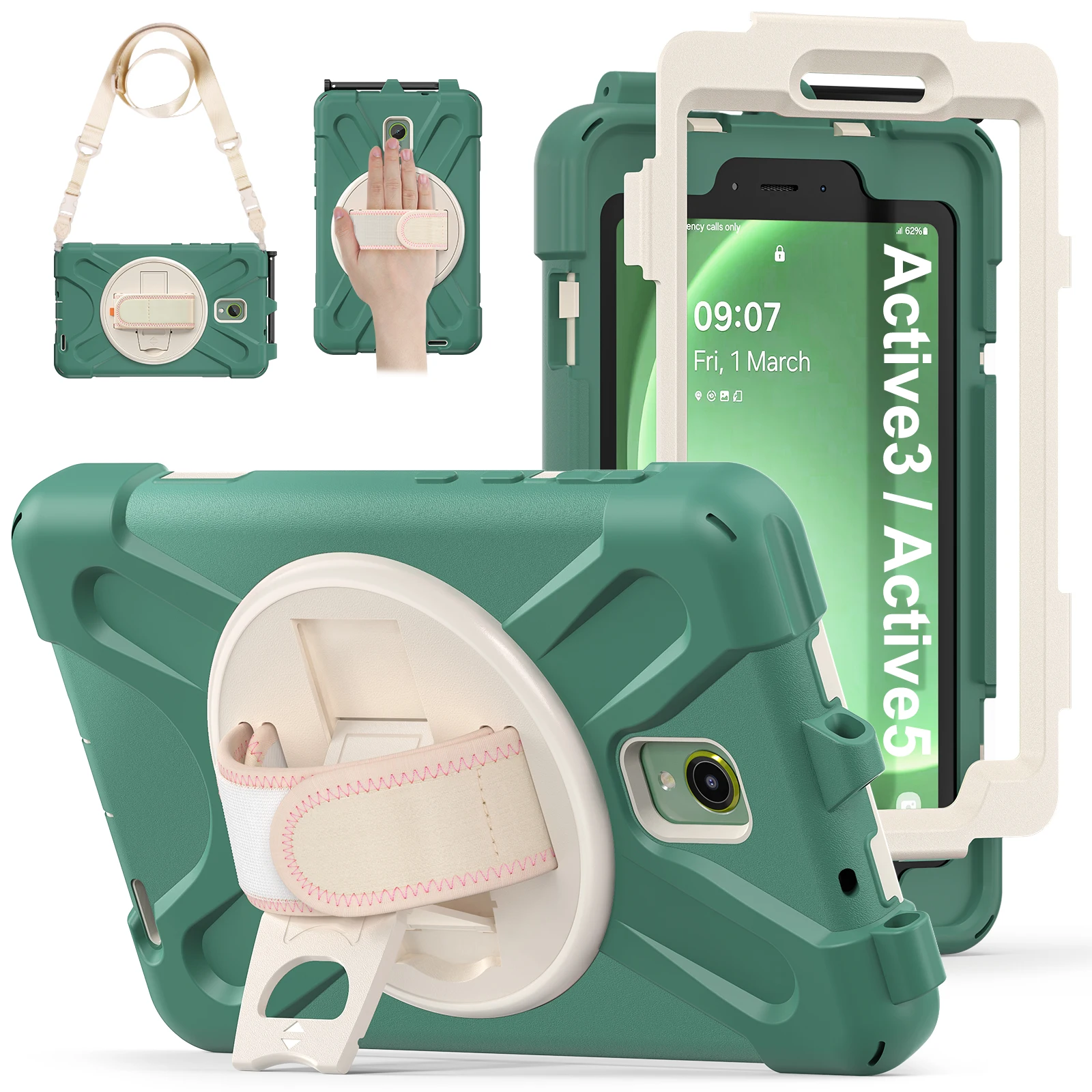 Funda rugosa Universal para Samsung Galaxy Tab Active5 2024, SM-X300, X306B, cubierta giratoria de 8,0 pulgadas para Active3 2020, T570, T575, Correa