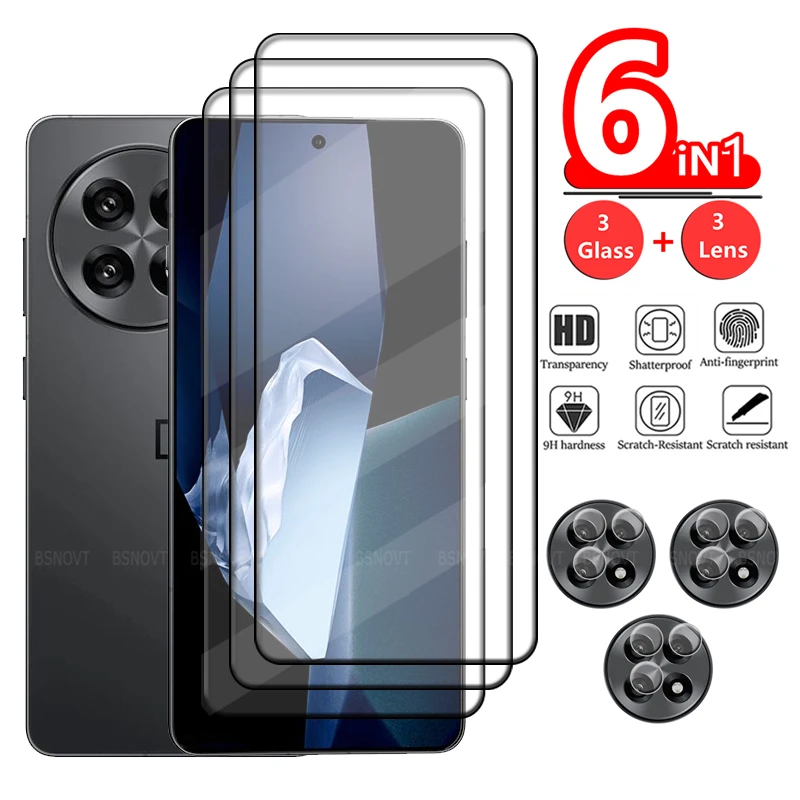 6 en 1 para Oneplus 13R vidrio Oneplus 13R vidrio templado Protector de teléfono cubierta completa pegamento Protector de pantalla Oneplus 13R lente de vidrio