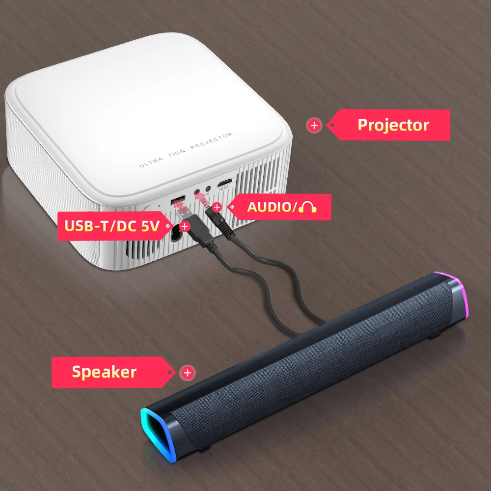 Altavoz inalámbrico con Bluetooth, barra de sonido estéreo 4D, altavoces envolventes para el hogar, proyector para ordenador portátil, reproductor de música, Aux, USB con cable de 3,5mm - imagen 5