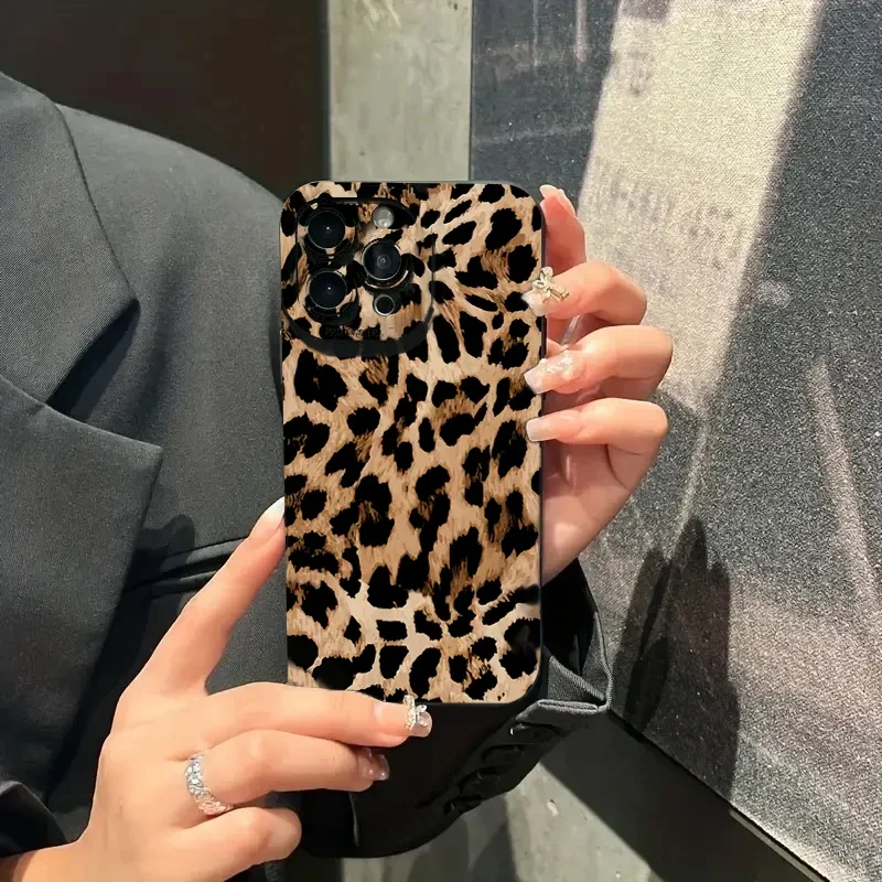 Funda de teléfono de silicona suave con estampado de leopardo, carcasa a prueba de golpes para iPhone 11, 12, 13, 14, 15, 16 Pro Max, XS, X, XR, 7, 8 Plus, 15 - imagen 3
