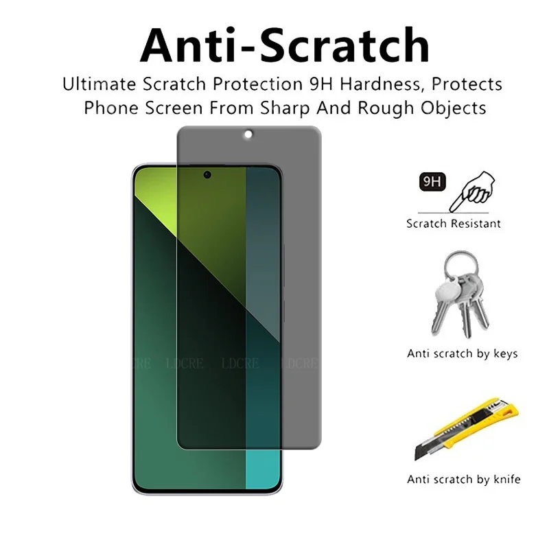 4 Uds para Xiaomi Redmi Note 13 Pro 5G vidrio para Redmi Note 13 Protector de pantalla privacidad Anti-espía vidrio templado Redmi Note 13 Pro - imagen 4