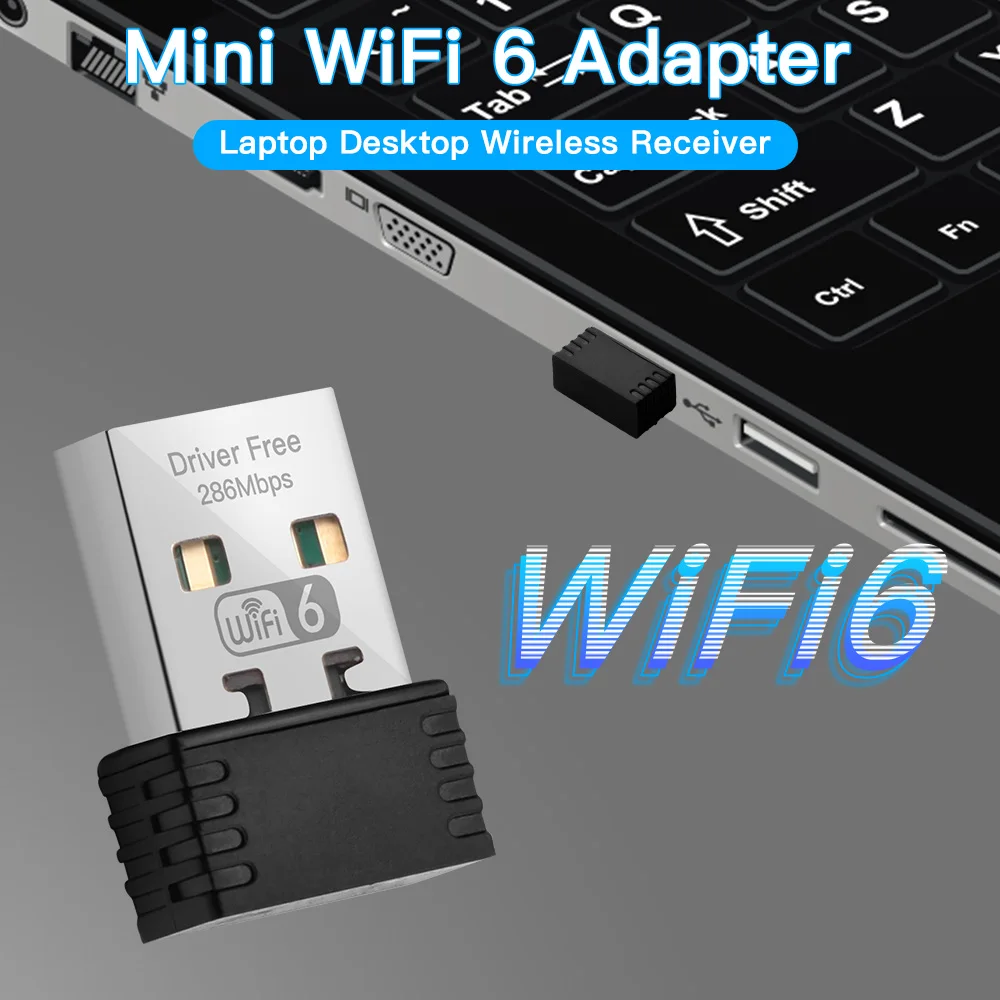 Mini USB WIFI 6 Dongle tarjeta de red 802.11ax USB 2,4 GHz Wi-Fi Lan adaptador controlador gratis para PC portátil Windows 7 10 11 - imagen 3