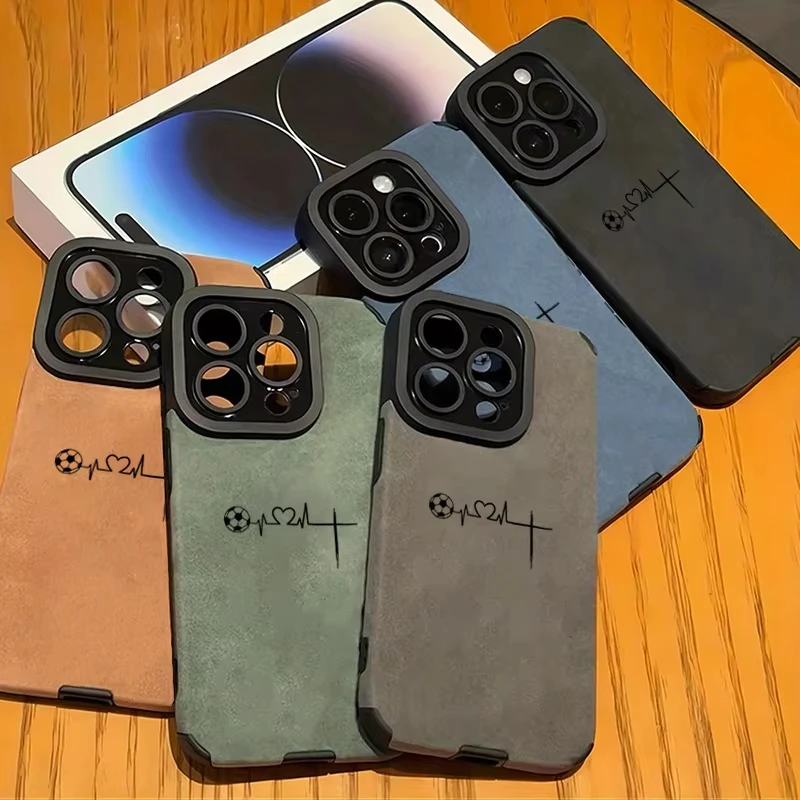 Funda de teléfono con patrón de línea de fútbol para iPhone 11, 12, 13, 14, 15, 16, 17 Pro Max Plus 17 Air XR X XS Max, cubierta de parachoques a prueba de golpes