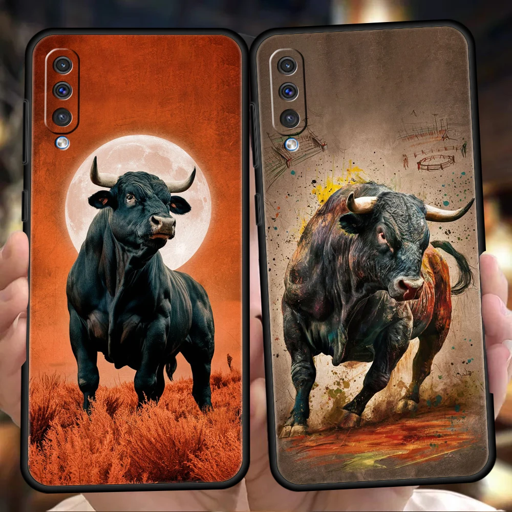 Funda de teléfono Bull Animal para Samsung A56 A36 A26 A24 A16 A14 A12 A32 A50 A70 A20S A22 A30 A40 A34 A54 A42 A52 A04s A06 5G