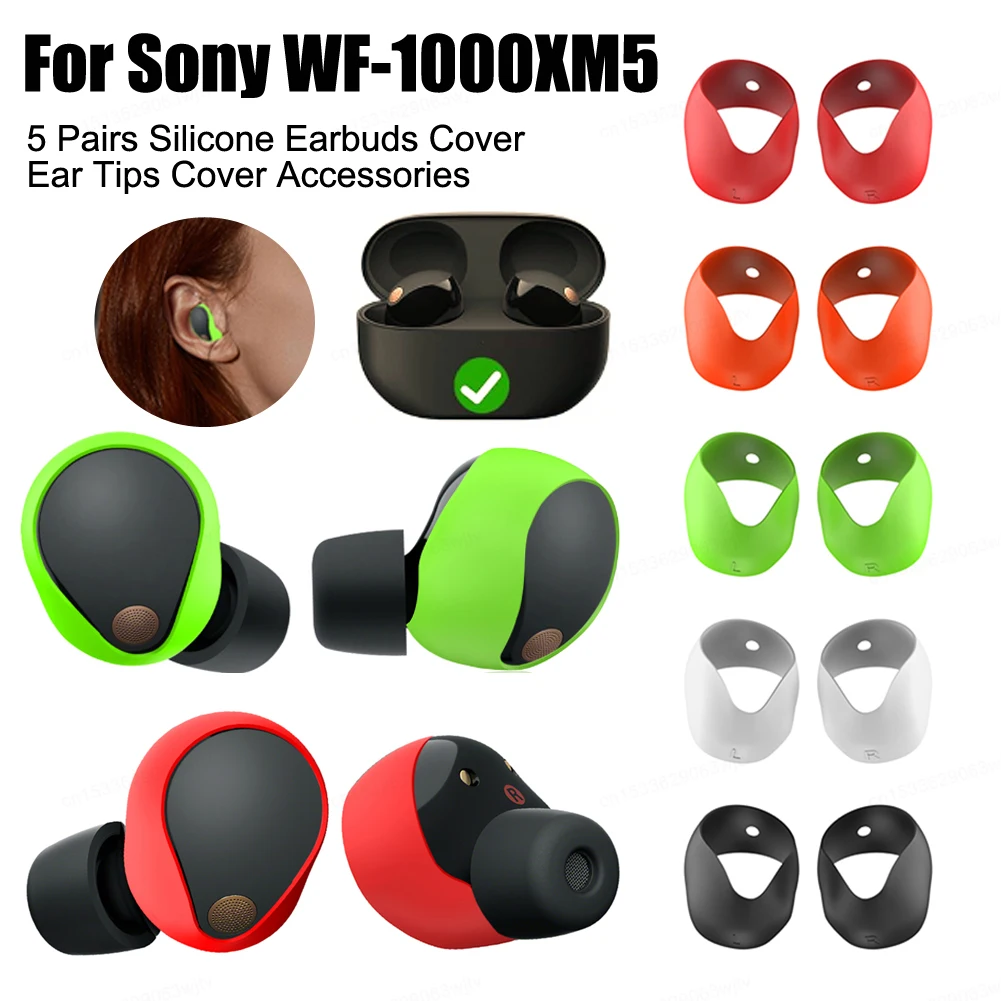 Cubierta de silicona para auriculares Sony WF-1000XM5, accesorios antideslizantes, 5 pares - imagen 2