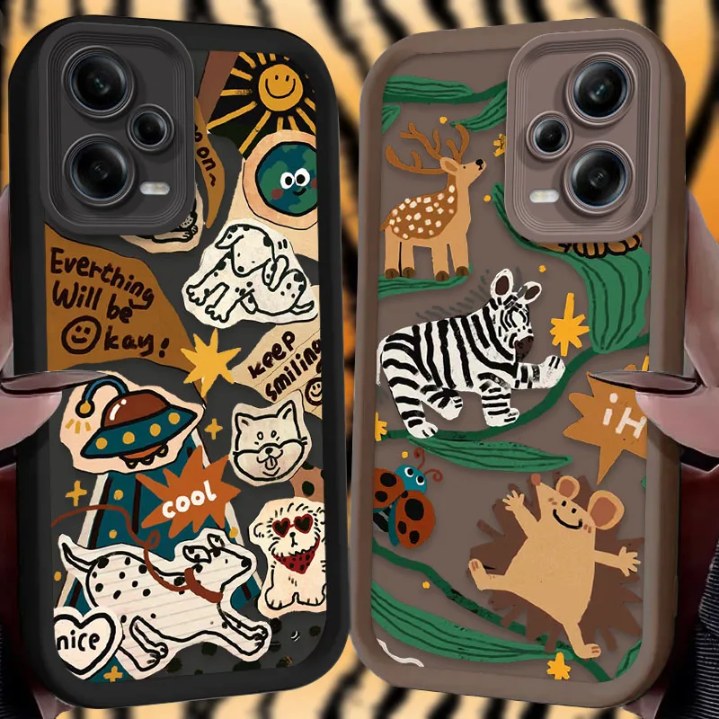 Funda mate con etiqueta de perro de cebra para Xiaomi Redmi Note 13, 12, 11 Pro Plus, 4G, 5G, 12S, 11S, 10S, 10, 9, 9S, 8, 12C, 13C, A3