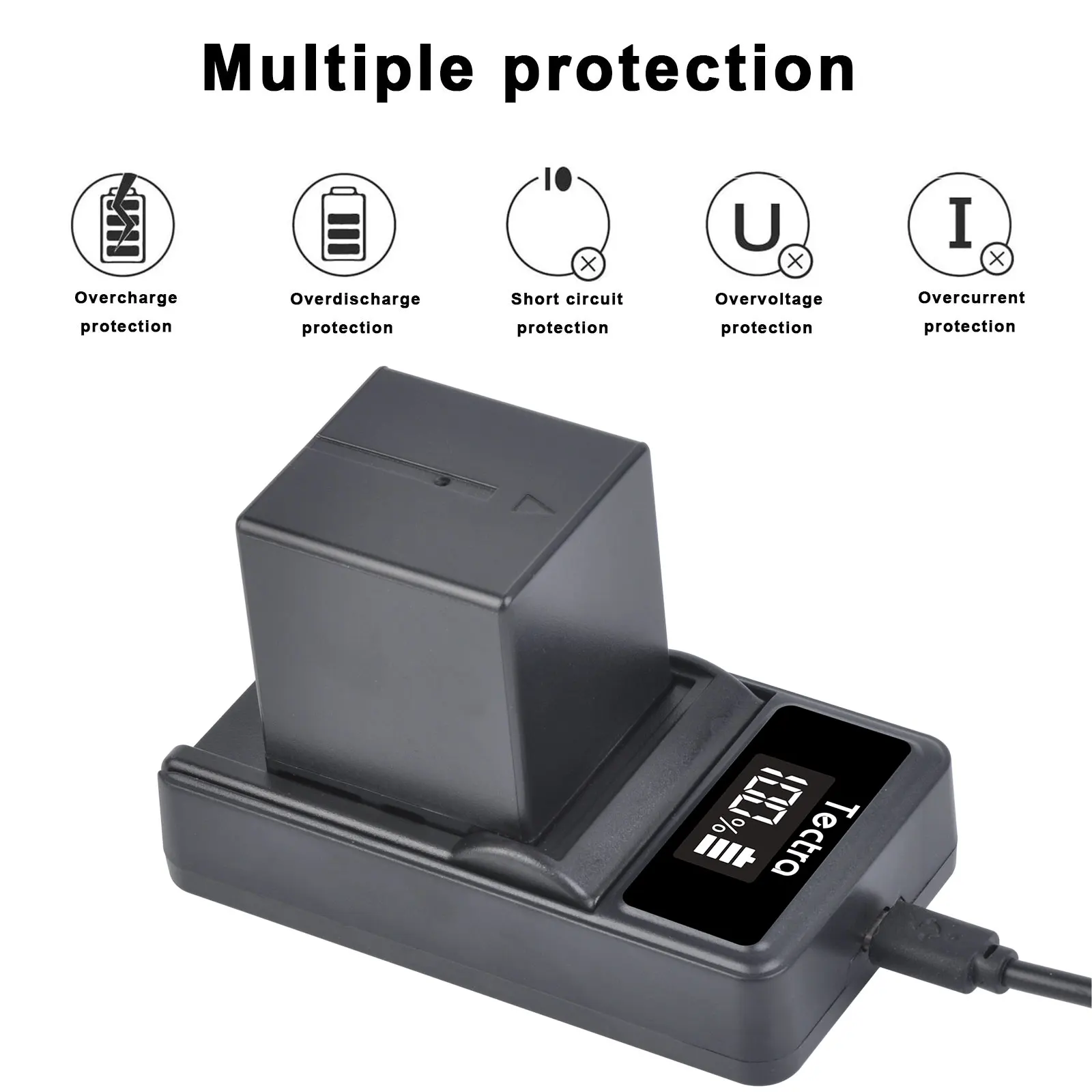 Batería de 3300mAh BN-VF707 BN-VF714 BN-VF733 y cargador USB LED para JVC BN-VF707U BN-VF714U BN-VF733U GR-D240 - imagen 5