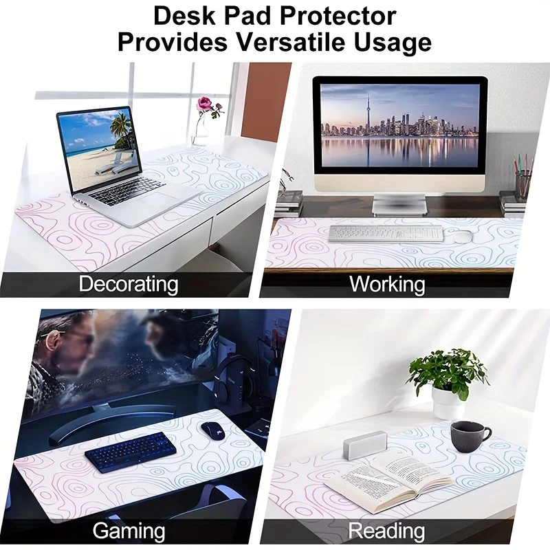 Alfombrilla de ratón grande para juegos, alfombrilla de ratón a rayas de campo colorida, extensión para teclado de ordenador, alfombrilla de escritorio, accesorios de escritorio para juegos de oficina - imagen 4