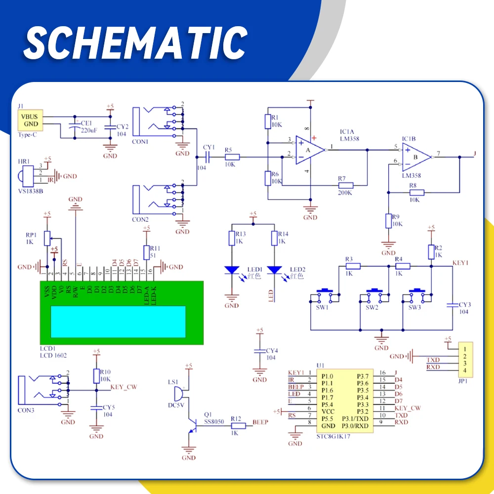 Decodificador de telégrafo DIY para simulador de telégrafo de código Morse, Kit de fabricación electrónica, proyecto de soldadura DIY con pantalla Digital - imagen 5
