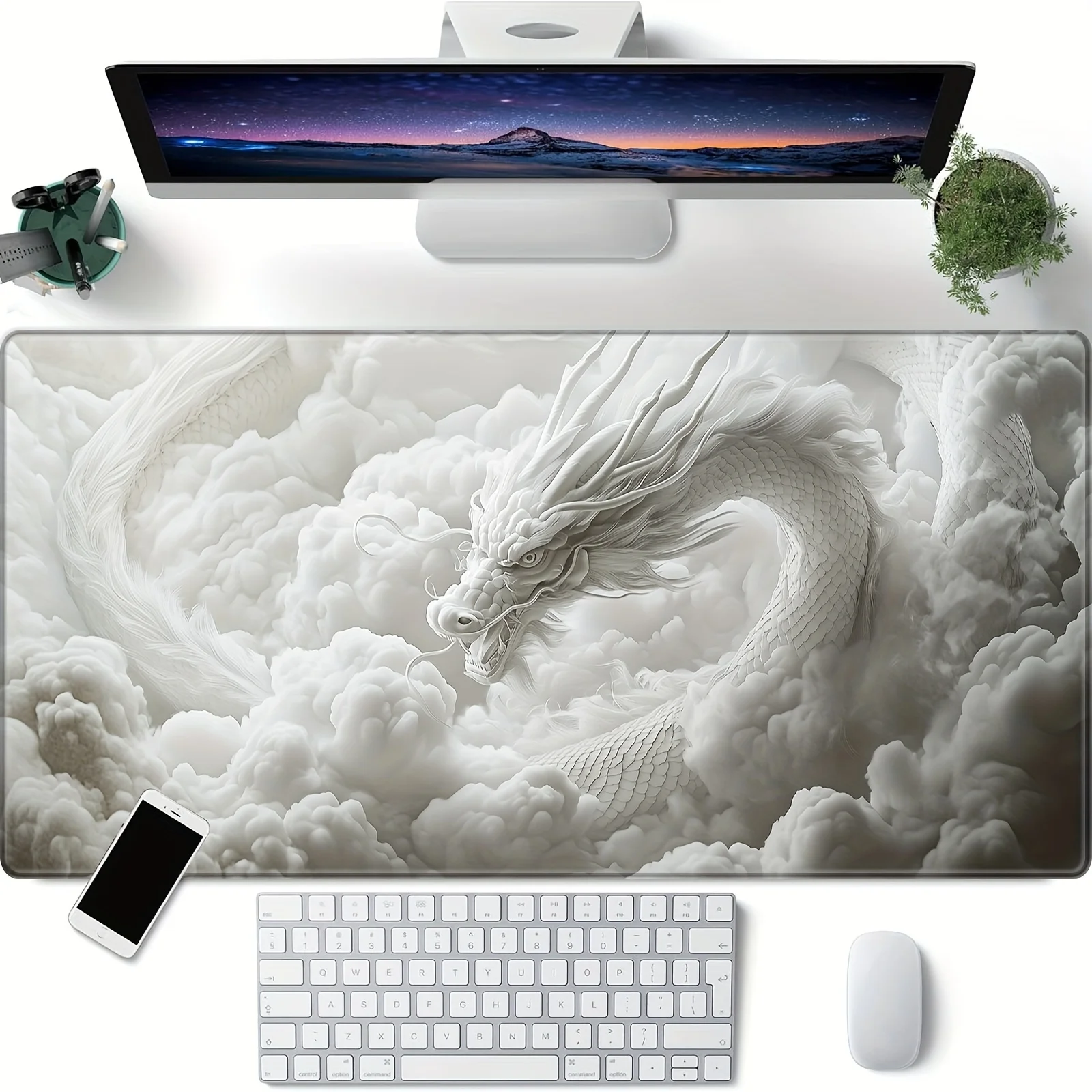 Alfombrilla de ratón grande de dragón chino, 900x400MM, con bordes cosidos, alfombrilla de escritorio de goma antideslizante para juegos y escritorio de oficina, deportes electrónicos - imagen 3