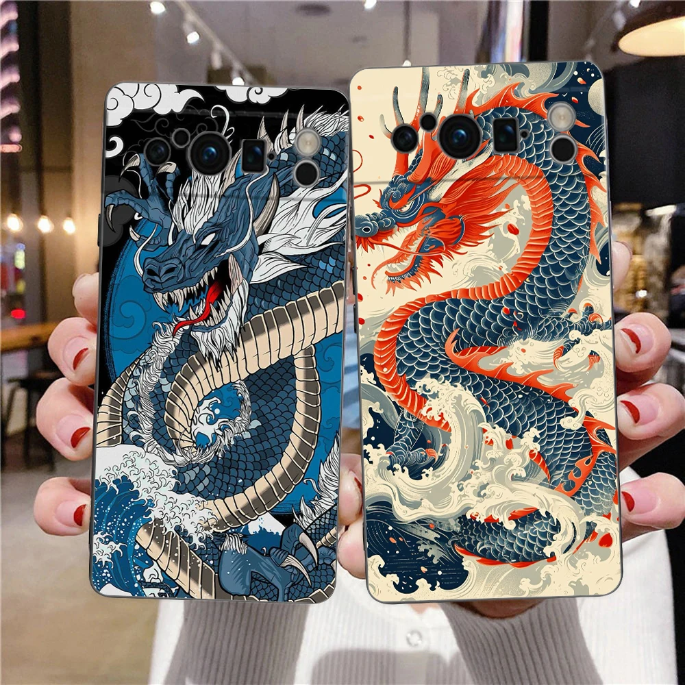 Funda de silicona suave a prueba de golpes para Google Pixel, carcasa negra de TPU, Color ilusorio, dragón chino, 8, 7, 6 Pro, 8A, 6A, 7A, 5G - imagen 2