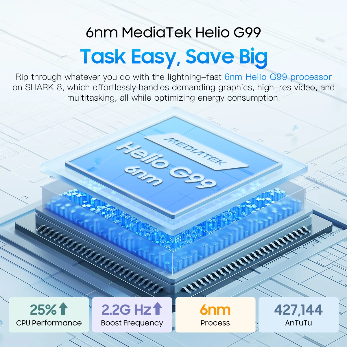 Blackview SHARK 8 Smartphone Android13 G99 teléfono móvil 6,78 ''120Hz 2,4 K pantalla 8GB + 8GB RAM, 128GB/256GB ROM 64MP teléfono móvil - imagen 4