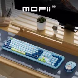 Teclado Ratón Inalámbrico Retro 2,4G – Gato Silencioso 104 Teclas Windows