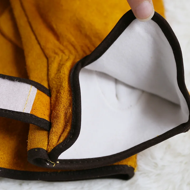 Guantes de trabajo de cuero de vaca para hombre, guantes protectores de seguridad para soldar, para deportes de jardín, resistentes al desgaste - imagen 3