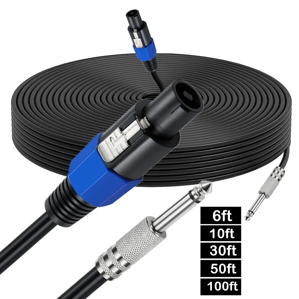 Cable de altavoz Speakon a Mono de 1/4 ", enchufe TS de 6,35mm a Cable de altavoz macho Speakon, Cable de conexión de amplificador de Audio para Cable DJ/PA