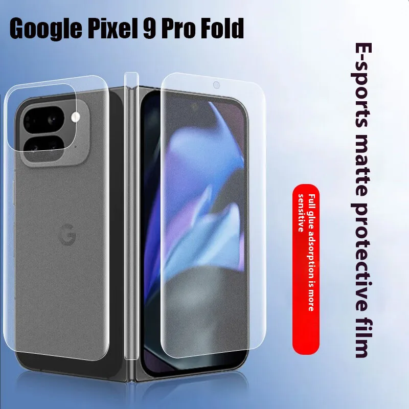 Película de hidrogel mate con bisagra exterior interna 4 en 1 para Google Pixel 9 Pro, pegatina plegable, Protector de pantalla de cuerpo completo, plegado de píxeles