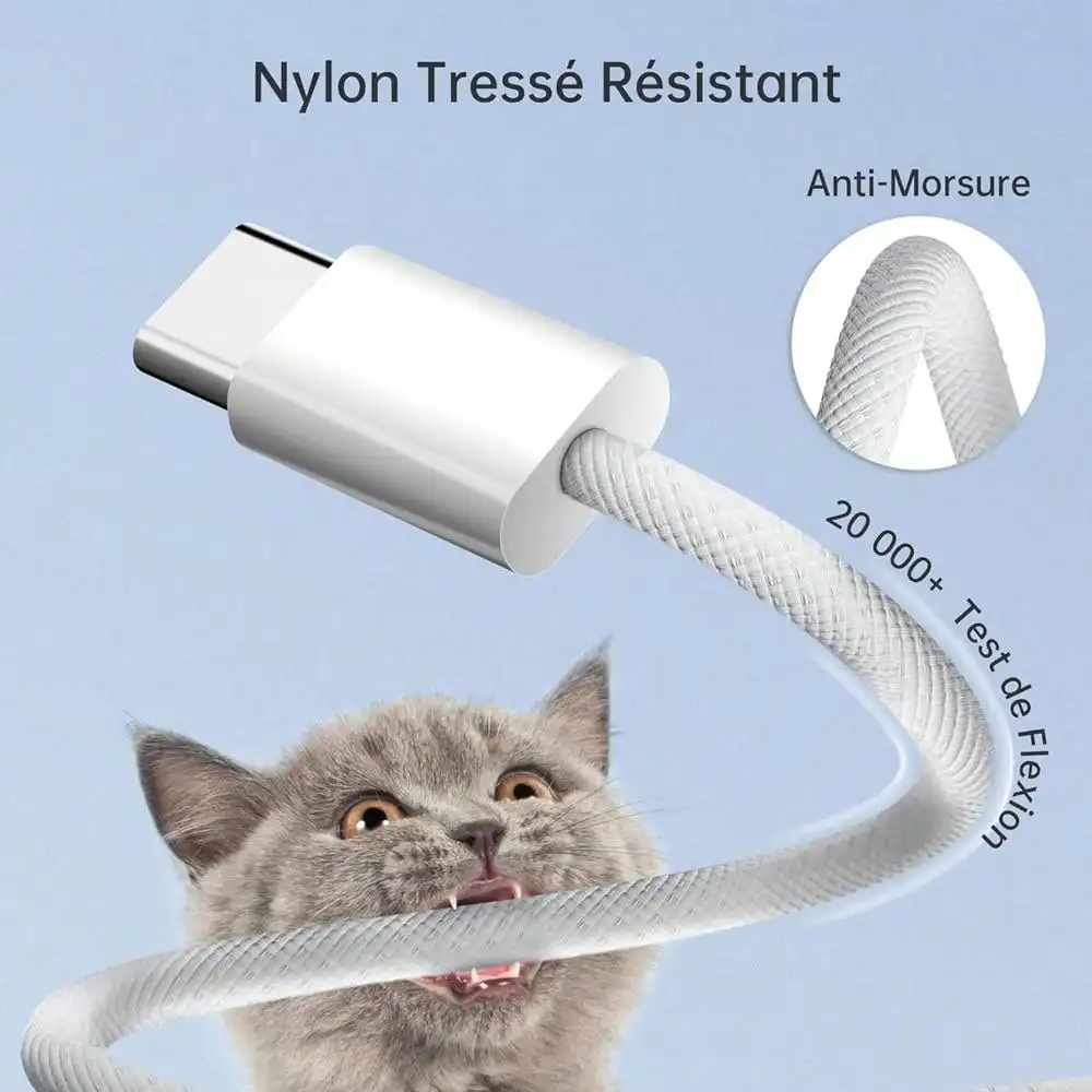 Cable de carga rápida PD USB-C a tipo C de 60W para iPhone 15 16 Pro Max 15 16 Plus Samsung S24 S25 Cables de cargador rápido Dual tipo C - imagen 3