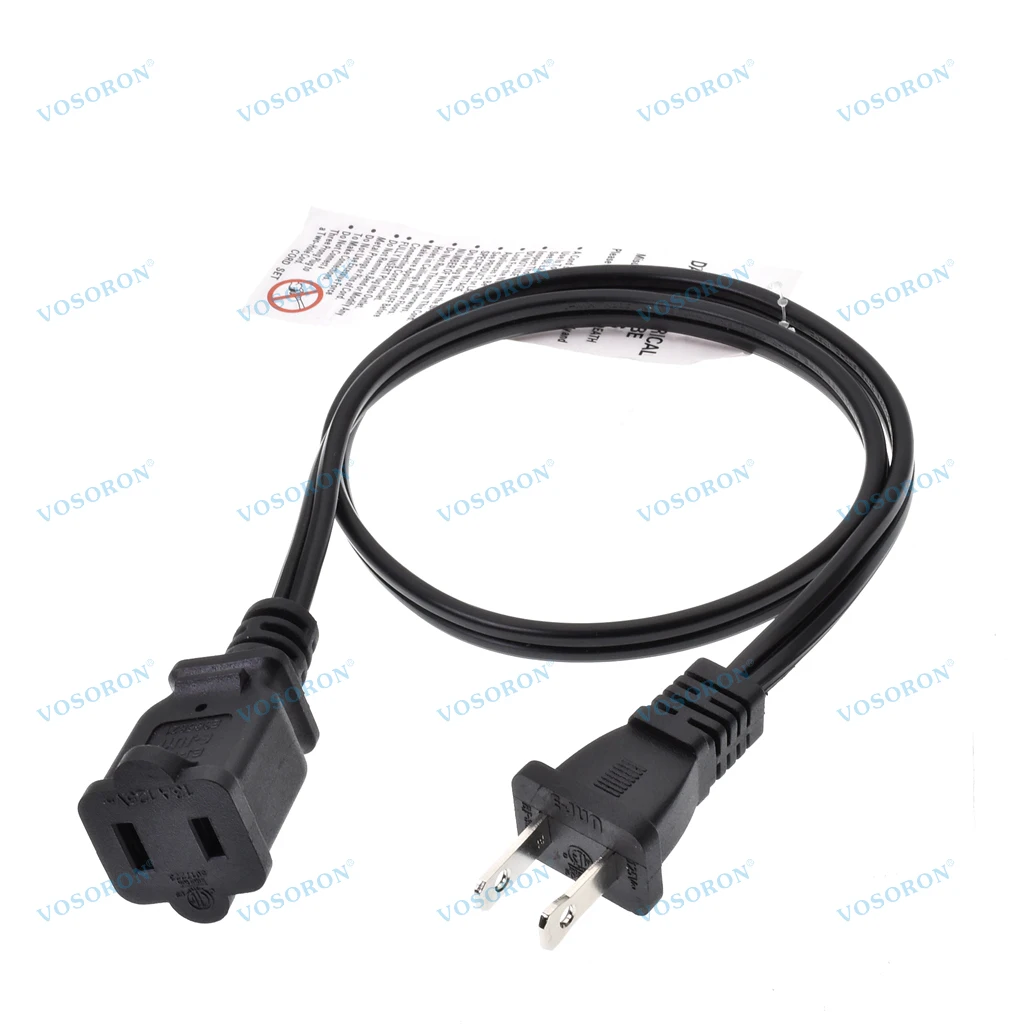 Cable de extensión de alimentación de CA de EE. UU., cable de extensión polarizado de 2 clavijas macho a hembra para Nema 1-15P a 1-15R 0,6 M - imagen 3