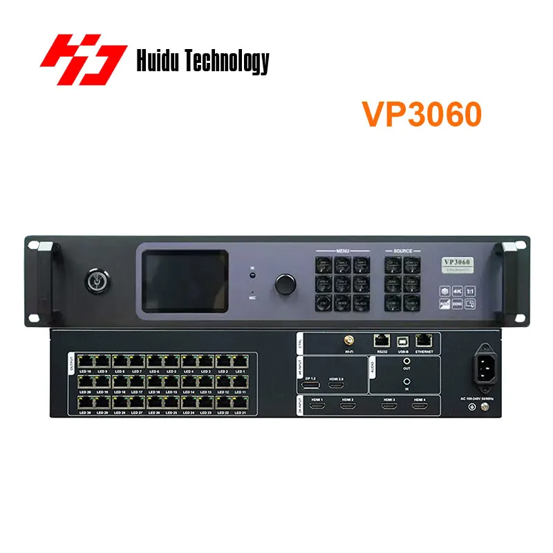 Huidu VP3060 Procesador de vídeo LED inteligente Control de aplicaciones Wi-Fi y ajuste de brillo para centros comerciales