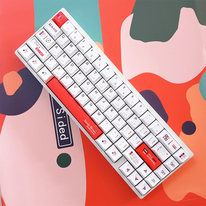 Teclas blancas Cherry Pbt, teclas simples blancas, teclas de entrada mecánicas rojas en forma de L, barra espacial de 2,25/2,75U, teclas con diseño Alice - imagen 2