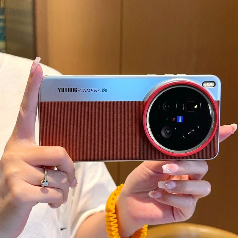 Para VIVO X200s, X200 Ultra funda ELVEV patrón de fibra dura PC galvanoplastia protección de cámara cubierta de teléfono - imagen 2