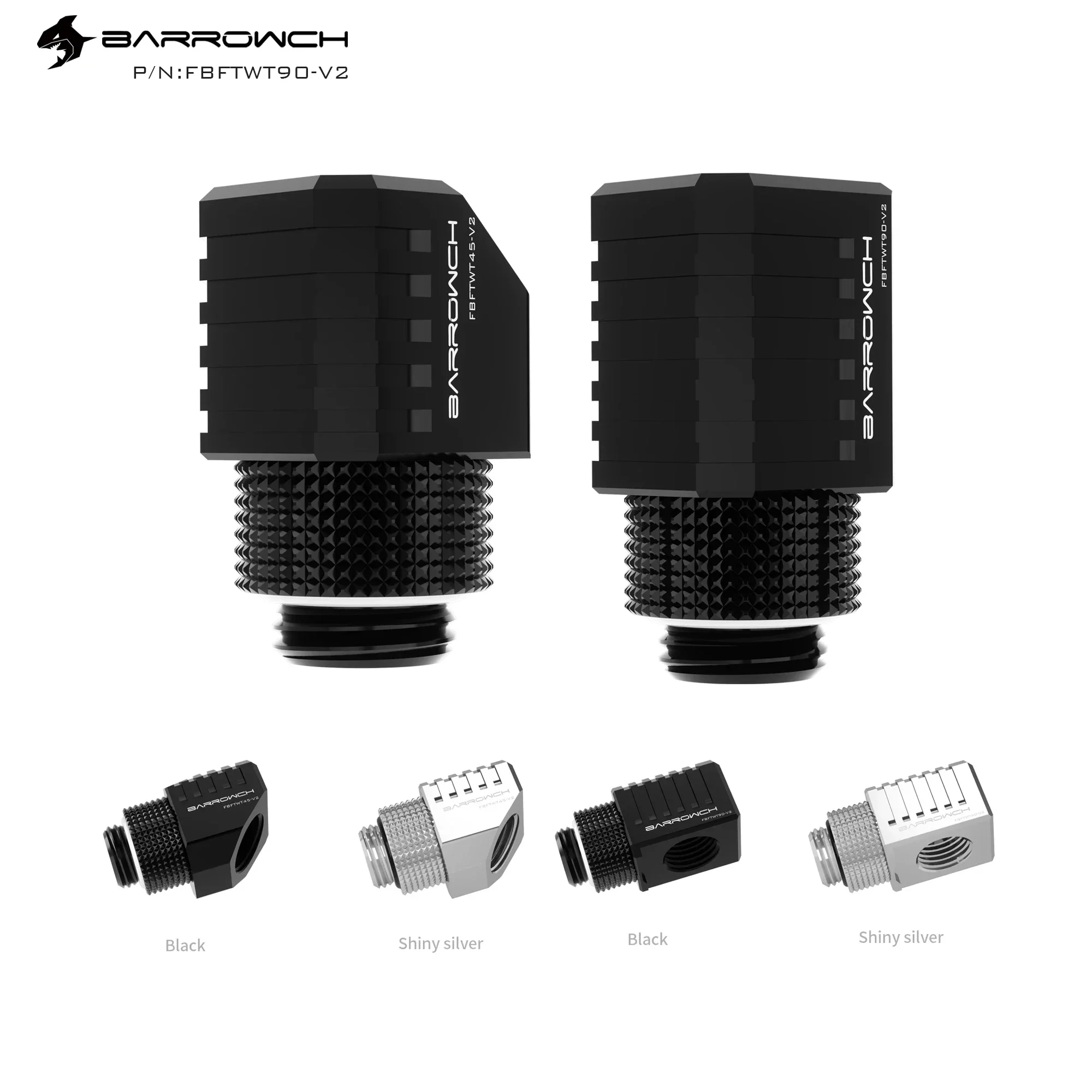 Accesorio adaptador giratorio Barrowch de 4 piezas, versión limitada para accesorios en ángulo de tubo de refrigeración por agua, 45 °   90 °