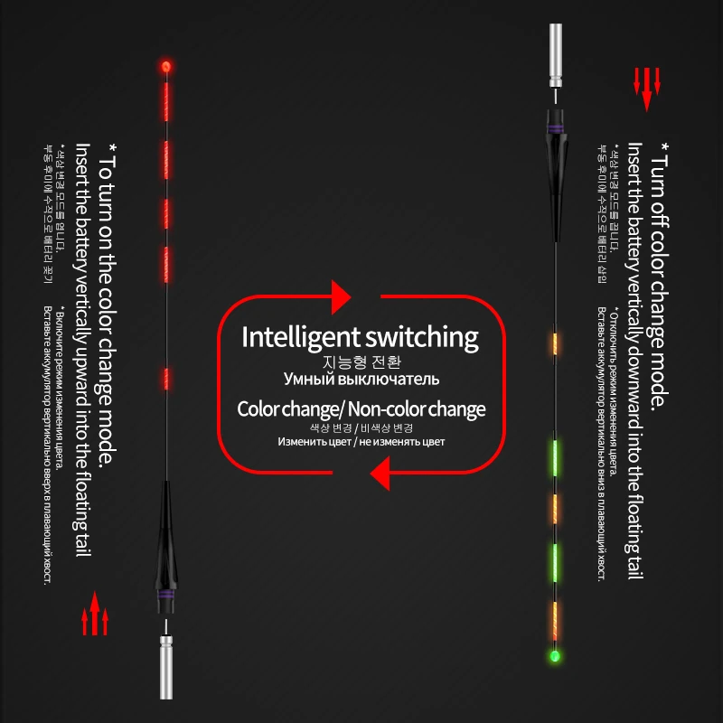 Flotador con Sensor de gravedad eléctrico, 1 CR425, 1 tubo flotante, 1 gancho para bolsa, 1 flotador, cuentas de apoyo, cola luminosa, cambio de Color, aparejo de boya, 1 ud. - imagen 3