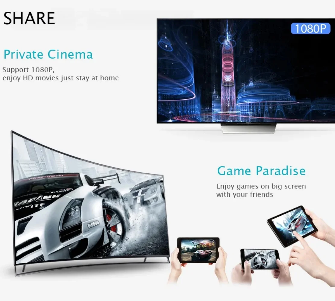 Receptor de vídeo 1080P para MiraScreen Display Anycast WIFI Miracast Dongle Compatible con HDMI para TV teléfono Android IOS pantalla de espejo - imagen 2